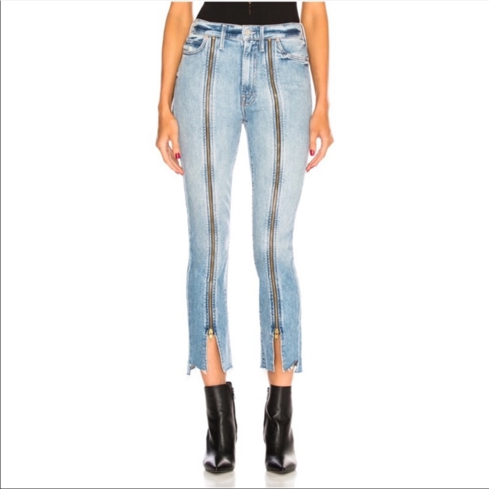 MOTHER High Waisted Rascal Zip Astro Fray Jeans